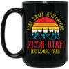 Hike Camp Adventure Zion Utah National Park, Retro Zion Black Mug