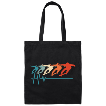 Best Skateboard, Love Skate Retro Style, Best Surfering Heartbeat Love Canvas Tote Bag