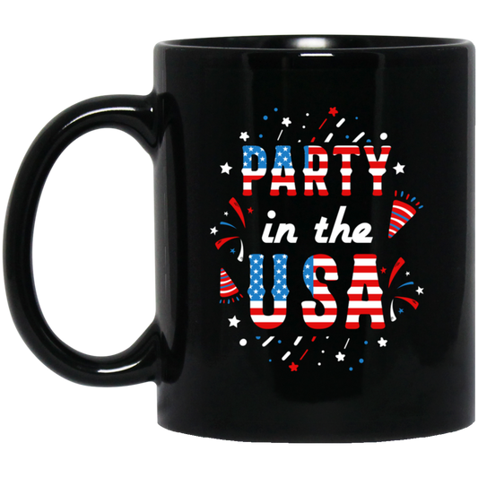 American Party, American Flag, 4th July Anniversary Black Mug