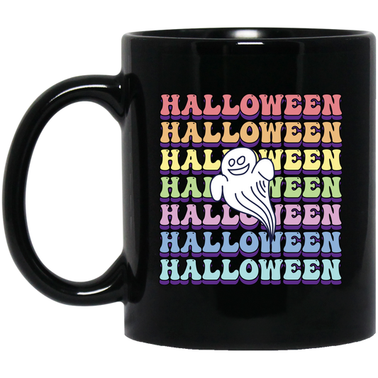 Halloween Party, Ghost Halloween, Groovy Halloween Black Mug