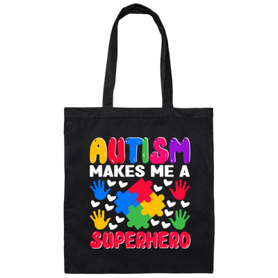 Autism Makes Me A Superhero, Nursery Design, Puzzle Canvas Tote Bag