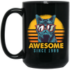 1989 Birthday Gift, Cat Lover Gift, Awesome Since 1989, Retro Cat Gift Black Mug