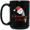 Christmas Vibes, Skull In Christmas, Skull Wear Christmas Hat, Merry Christmas, Trendy Christmas Black Mug