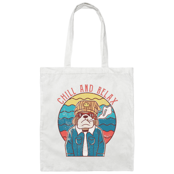 Chill And Relax, Dog Dad, Retro Dog, Cool Dog Canvas Tote Bag