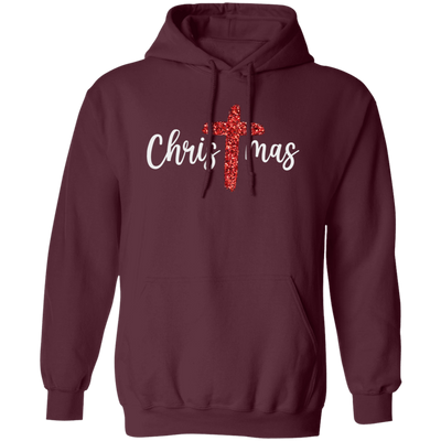 Red Glitter Christmas, Pastor Gift, Merry Christmas, Red Christian, Trendy Chrismas Pullover Hoodie