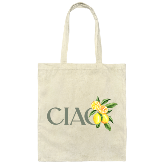 Ciao Lemon, Italian Lemon, Botanical Language, Language Lover, Cottagecore Ciao Canvas Tote Bag
