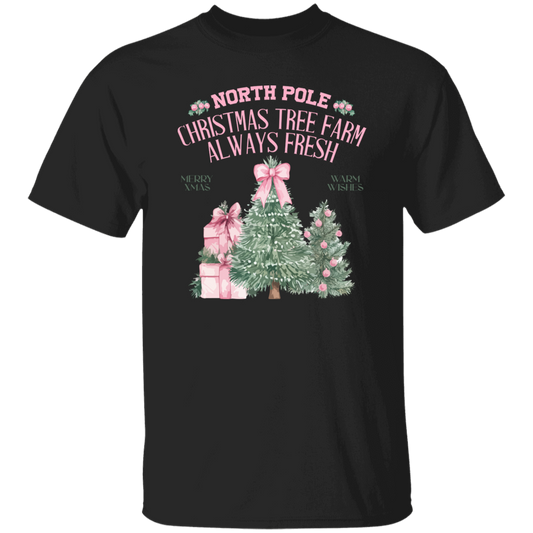 North Pole, Christmas Tree Farm Always Fresh, Merry Xmas, Warm Wishes Christmas Unisex T-Shirt