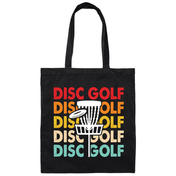 Disc Golf Game, Retro Disc Golf, Through The Disc To The Basket Canvas Tote Bag