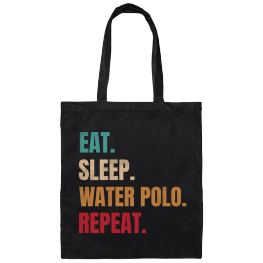 Eat Sleep Water Polo Repeat, Retro Water Polo Player Gift Canvas Tote Bag