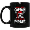 Work Like A Captain, Play Like A Pirate, Retro Pirate Black Mug