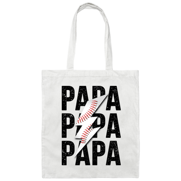 Papa Gift, Baseball Lover Gift, Love Baseball Gift, Papa Baseball Gift-Black Canvas Tote Bag