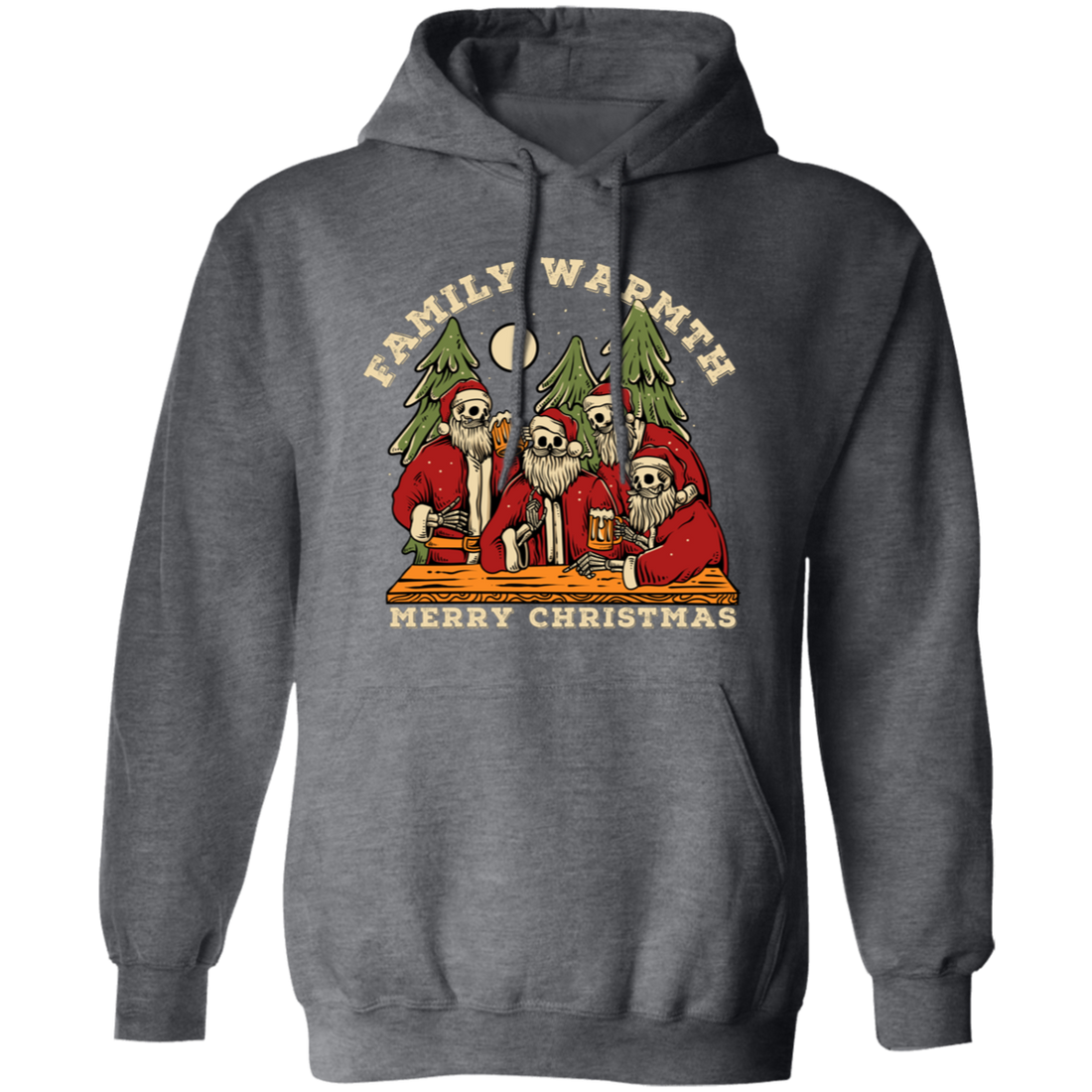 Family Wamth, Merry Christmas, Skeleton Santa Family Pullover Hoodie