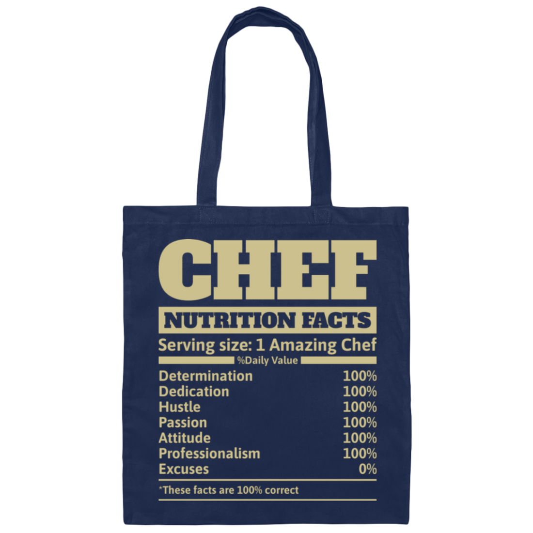 Chef Nutrition Facts, Serving Size For 1 Amazing Chef Canvas Tote Bag