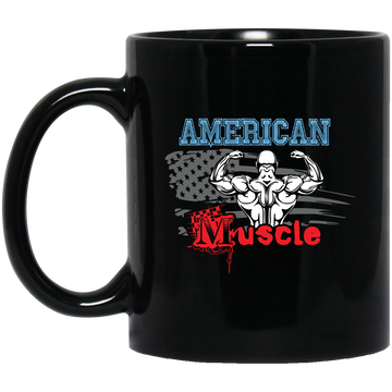 American Muscle, American Fitness, Muscle Silhouette Black Mug
