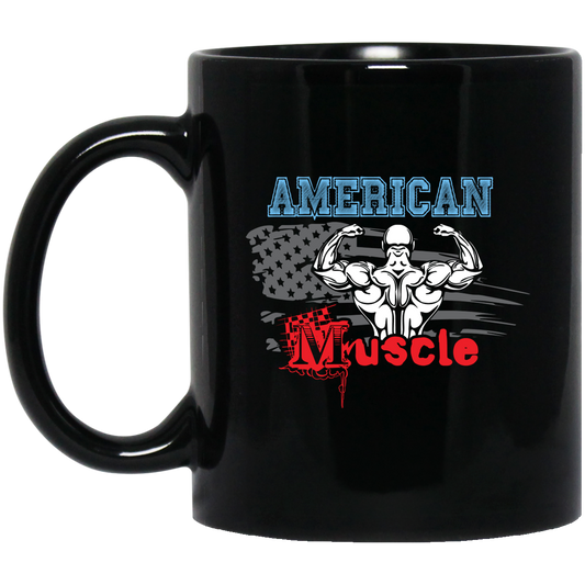 American Muscle, American Fitness, Muscle Silhouette Black Mug