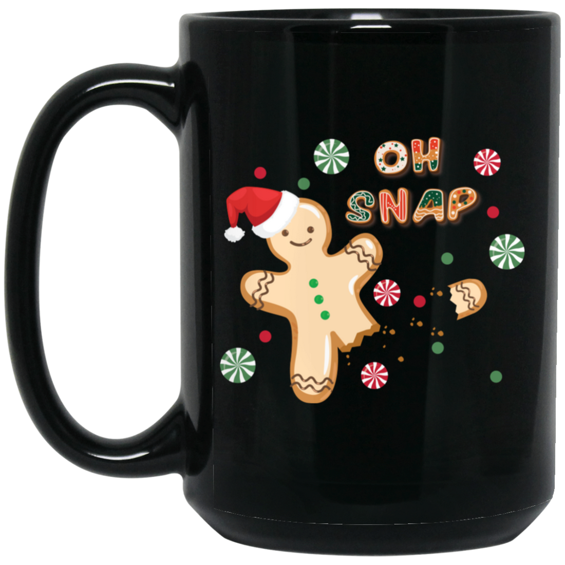 Oh Snap, Cute Gingerbread, Gingerbread Break Down The Leg Black Mug