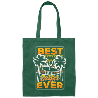 Surf Sport Gift, Best Surfer Ever Love Gift, Tropical Lover Gift, Go To Surf Canvas Tote Bag