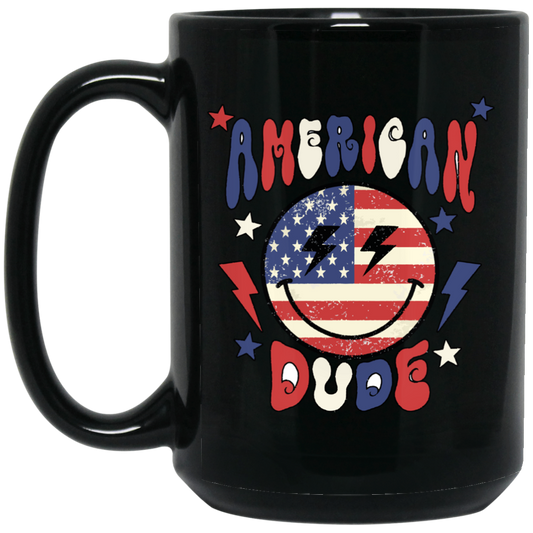 American Dude, Proud Of America, American Smile, Retro American Black Mug