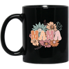 Mama Flowers Gift, Retro Flower, Vintage Flower For Mother's Day Black Mug