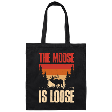 Forest Love Gift, The Moose Is Loose, Retro Moose Gift Canvas Tote Bag