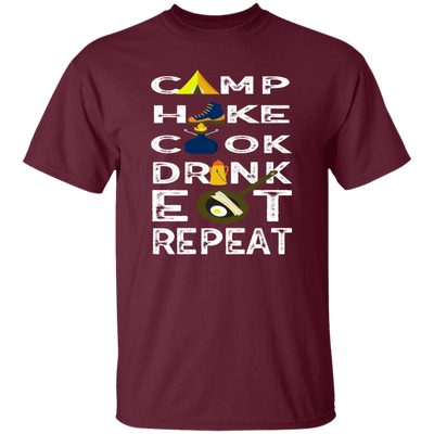 Camping Gift, Hiking And Cook, Drink And Eat, Repeat All, Go Camping Unisex T-Shirt