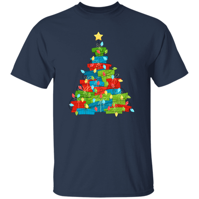 Christmas Tree Made From Gift Box, Xmas Light Line, Merry Christmas, Trendy Christmas Unisex T-Shirt