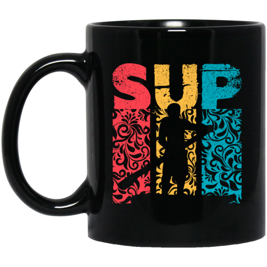 Time For Summer SUP, Paddle Board For Everyone Love Boating Black Mug