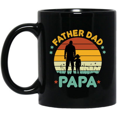 Retro Papa, Father's Day Gift, Daddy And Daughter Silhouette Black Mug