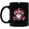 Pink Gnome, Cute Christmas, Cute Gnome, Pink Plaid Black Mug