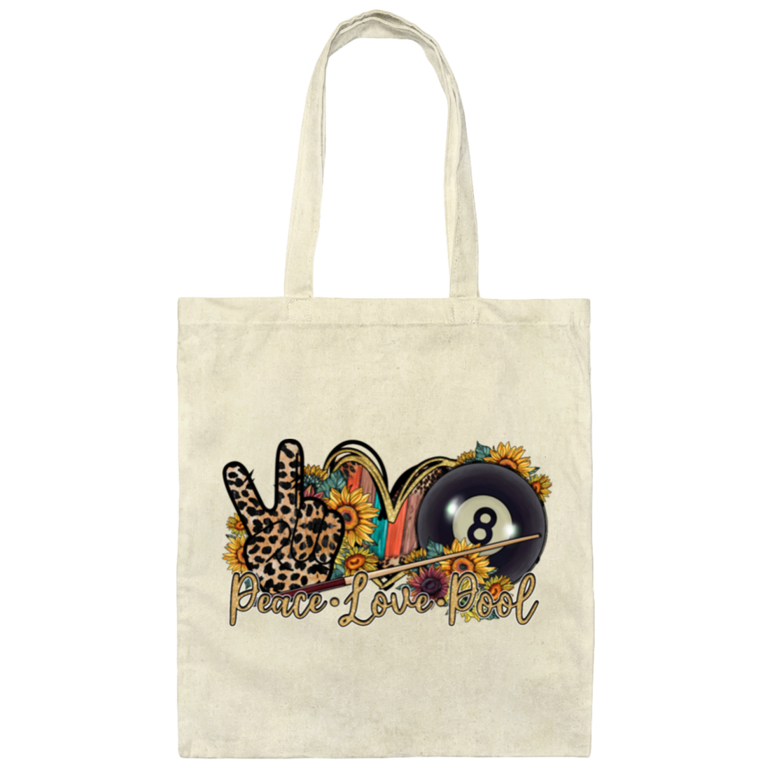 Colorfull Design Peace Love Pool Gift For Friend Canvas Tote Bag