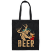Bear And Deer, Big Roaring Vintage, Retro Wild Animal, Beer Mix Deer Canvas Tote Bag