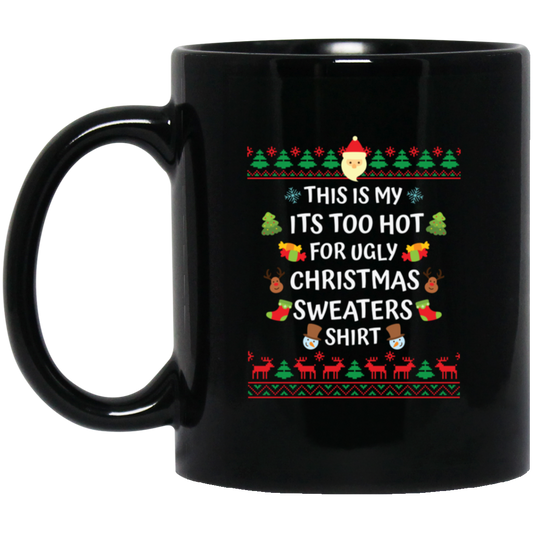 This Is My Christmas, Merry Christmas, Santa Pattern Black Mug