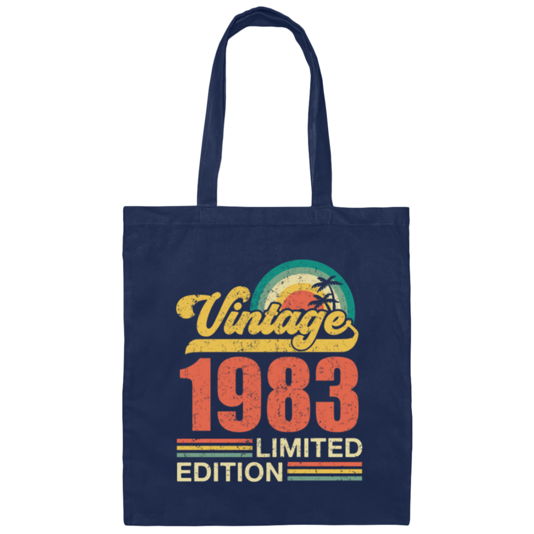 Hawaii 1983 Gift, Vintage 1983 Limited Gift, Retro 1983 Png, Tropical Canvas Tote Bag
