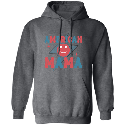 Mama American, Groovy Mama, Retro Mama, Smile Icon Pullover Hoodie