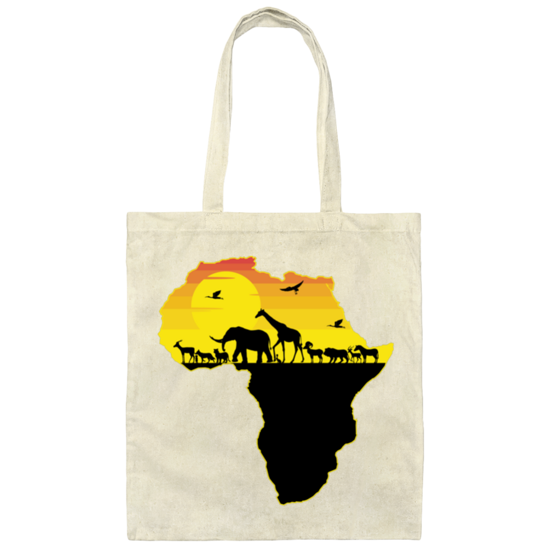 Animal In Africa, Love Animal, Love Africa, Africa Shape Canvas Tote Bag
