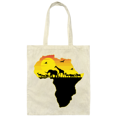 Animal In Africa, Love Animal, Love Africa, Africa Shape Canvas Tote Bag