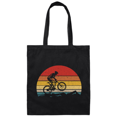 Vintage Biking, Cycling Biker Retro, Riding On Mountain Retro Canvas Tote Bag