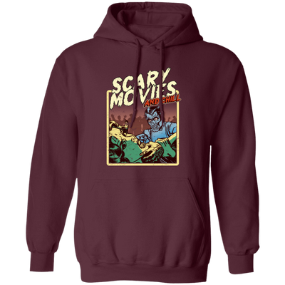 Scary Movie And Chill, I Love Moviem Scary Movies Lover Pullover Hoodie