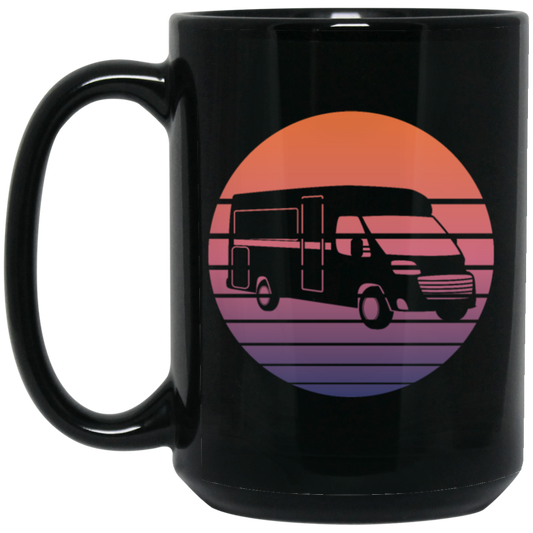 Camping Vintage, Sun Camper Gift, Campground Vacation, Like To Camp In Nature Black Mug