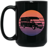 Camping Vintage, Sun Camper Gift, Campground Vacation, Like To Camp In Nature Black Mug