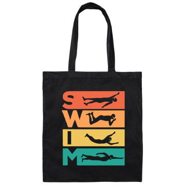 Love To Swim, Retro Swimming, Swimmer Love Gift, Best Swim Lover Canvas Tote Bag
