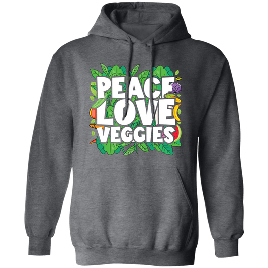 Peace Love Veggies, Vegan Day, Vegan Peoples Pullover Hoodie