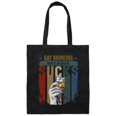 Retro Day Drinking Because Sucks Vintage Canvas Tote Bag