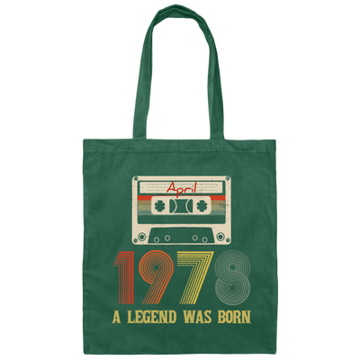 Birthday April 1978 Legend Was Born Gifts Funny Retro 1978 Canvas Tote Bag