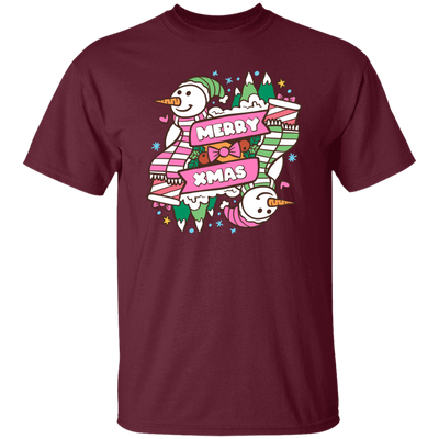 Merry Xmas, Trendy Snowman, Pinky Snowman, Pink Christmas, Merry Christmas, Trendy Christmas Unisex T-Shirt