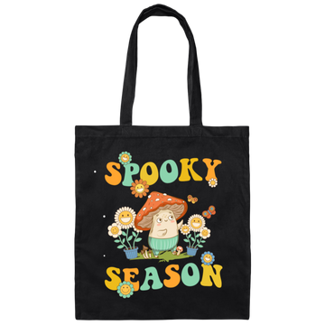 Spooky Season, Spooky Mushroom, Groovy Mushroom Canvas Tote Bag