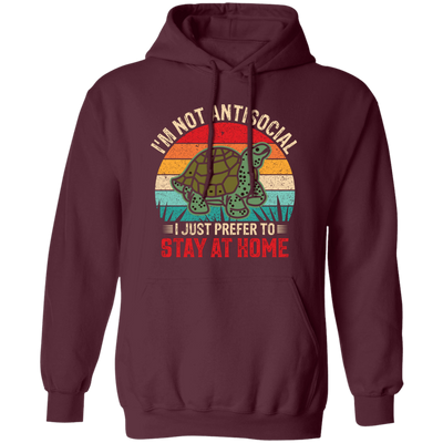 I'm Not Antisocial, I Just Prefer To Stay At Home, Turtle Vintage Pullover Hoodie