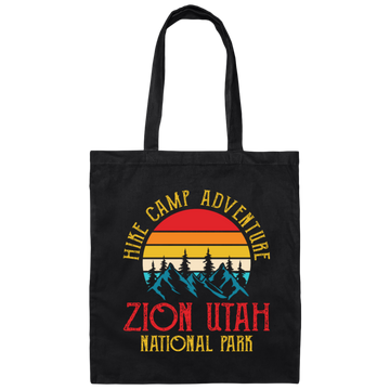 Hike Camp Adventure Zion Utah National Park, Retro Zion Canvas Tote Bag