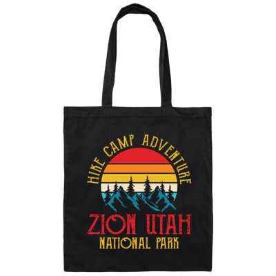 Hike Camp Adventure Zion Utah National Park, Retro Zion Canvas Tote Bag