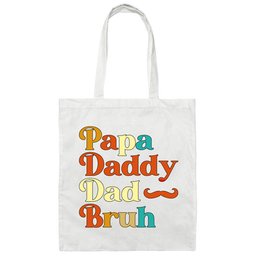 Daddy Bruh, Father's Day Gift, Love My Dad, Retro Daddy Bruh Canvas Tote Bag